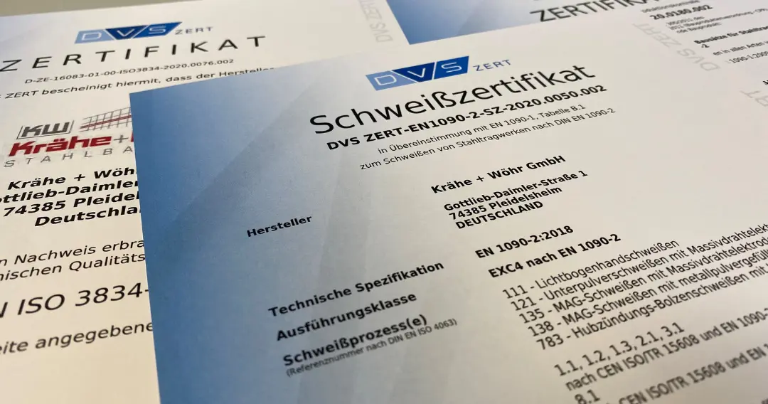 Schweißzertifikat nach DIN EN 1090